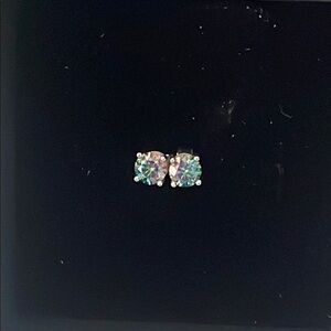 Sparkling Sterling Silver 1/2 CT Rainbow Moissanite Diamond Stud Earrings.